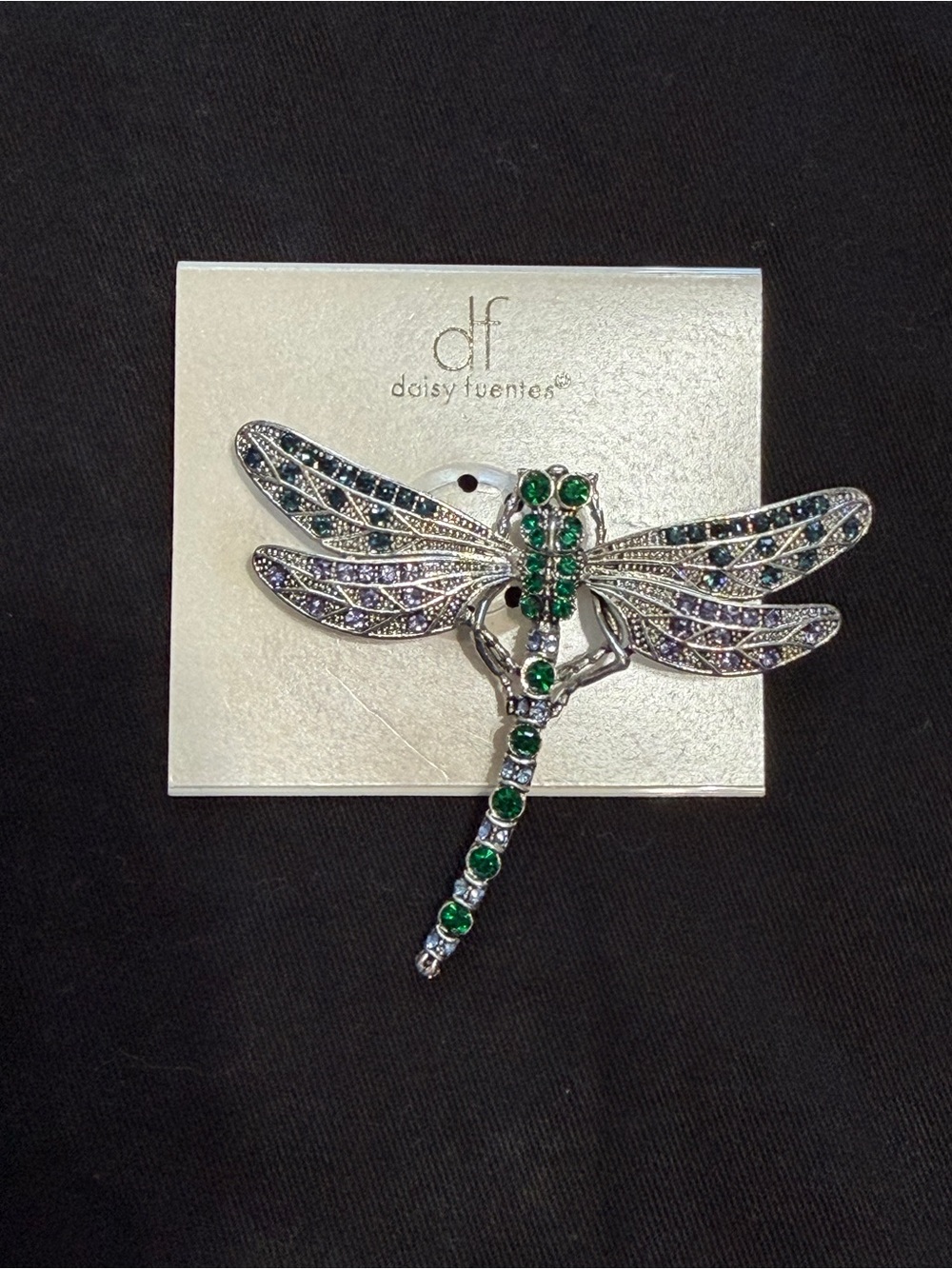Daisy Fuentes Dragonfly Brooch with Green Crystals